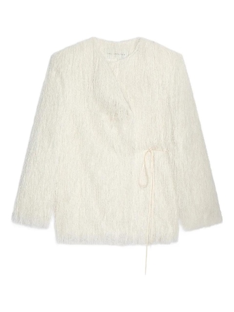 DRIES VAN NOTEN fringed wrap jacket - White - zdjęcie produktu nr 1