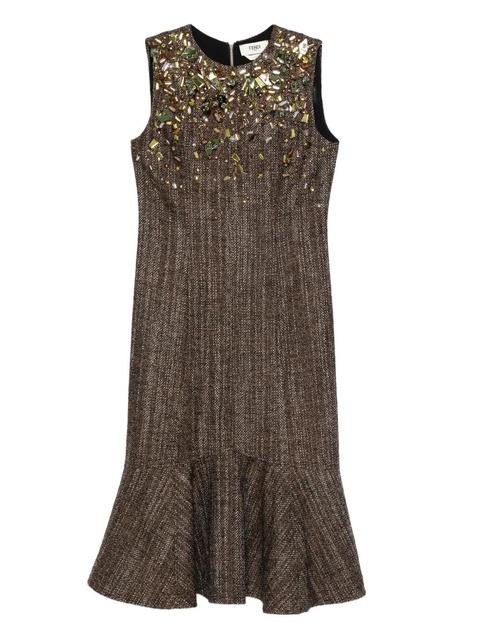 FENDI embellished ruffled dress - Brown - zdjęcie produktu nr 1