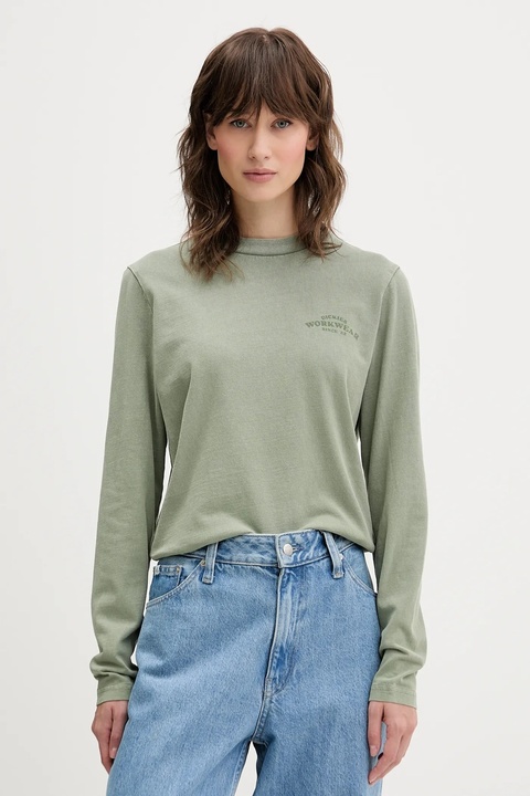 Dickies longsleeve bawełniany kolor zielony DK0A87Q6 - zdjęcie produktu nr 1