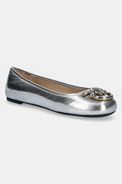 Pinko baleriny skórzane Gioia kolor srebrny SD0295 P049 ZZF - zdjęcie produktu nr 1
