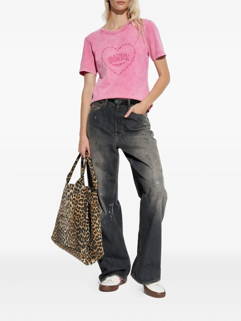 GANNI heart-embroidered T-shirt - Pink - zdjęcie produktu nr 2
