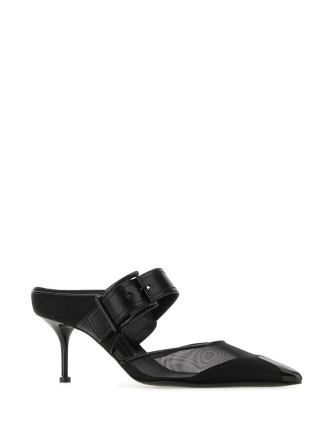 Alexander McQueen 65mm Punk buckled mesh mules - Black - zdjęcie produktu nr 1