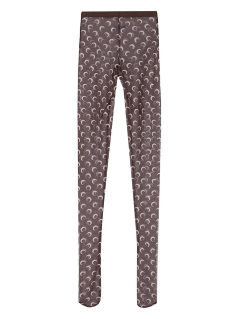 Marine Serre crescent moon-print tights - Brown - zdjęcie produktu nr 2