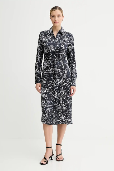 Calvin Klein sukienka kolor granatowy midi rozkloszowana LV044C060G - zdjęcie produktu nr 1