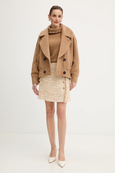 Luisa Spagnoli spódnica kolor beżowy mini rozkloszowana 542721 - zdjęcie produktu nr 1