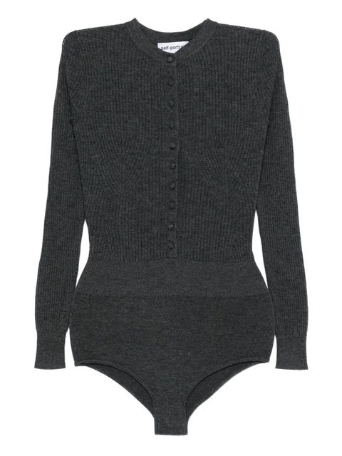 Self-Portrait ribbed-knit bodysuit - Grey - zdjęcie produktu nr 1