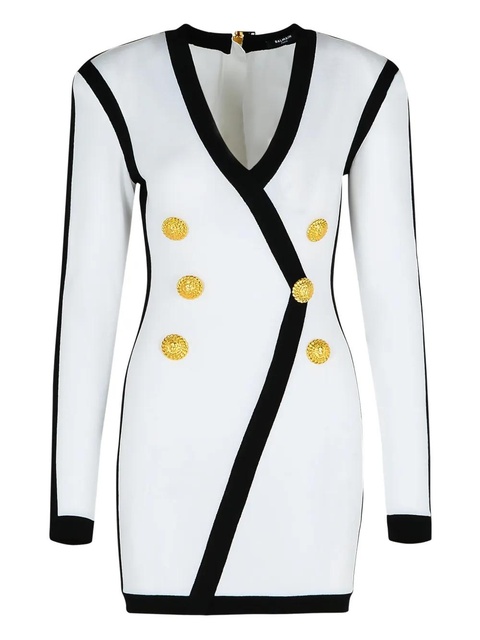 Balmain V-neck contrast-trim mini dress - White - zdjęcie produktu nr 1