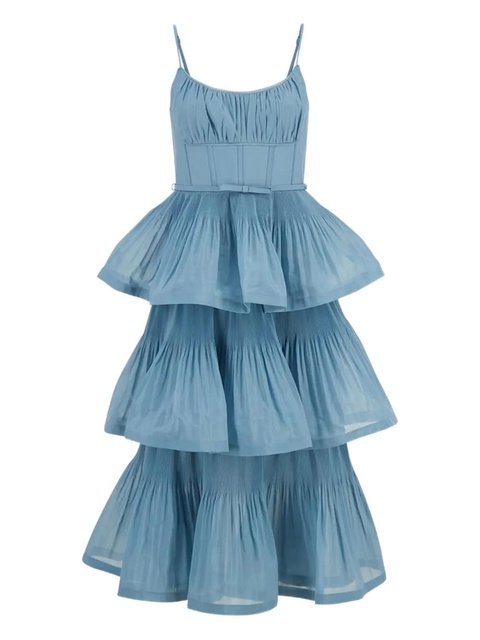ZIMMERMANN pleated tiered midi dress - Blue - zdjęcie produktu nr 1