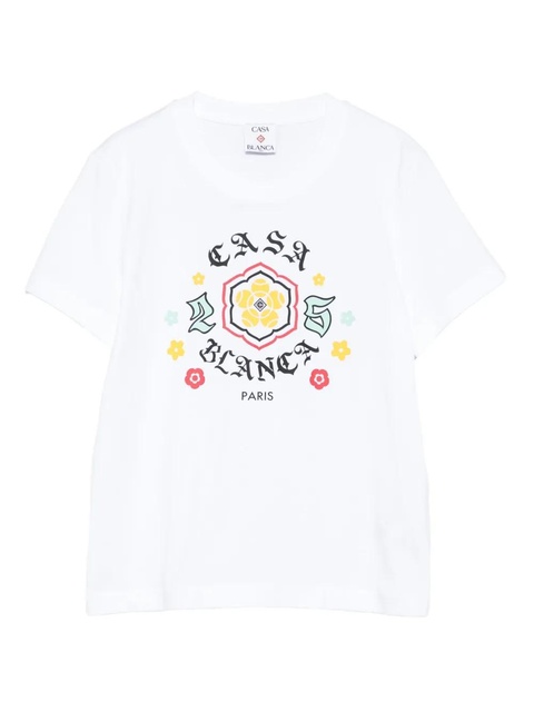 Casablanca floral-print cotton T-shirt - White - zdjęcie produktu nr 1