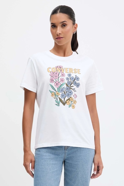Converse t-shirt bawełniany damski kolor biały CVW5T235 - zdjęcie produktu nr 1