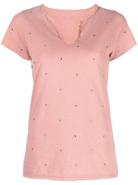 Zadig&Voltaire rhinestone-embellished Henley-neck T-shirt - Pink - zdjęcie produktu nr 1
