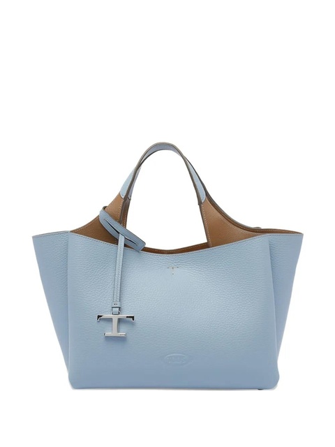 Tod's T-logo leather tote bag - Blue - zdjęcie produktu nr 1