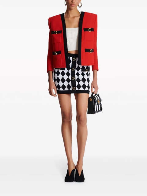 Balmain diamond-intarsia knitted miniskirt - Black - zdjęcie produktu nr 2