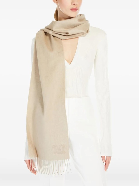 Max Mara embroidered-logo fringed scarf - Neutrals - zdjęcie produktu nr 1