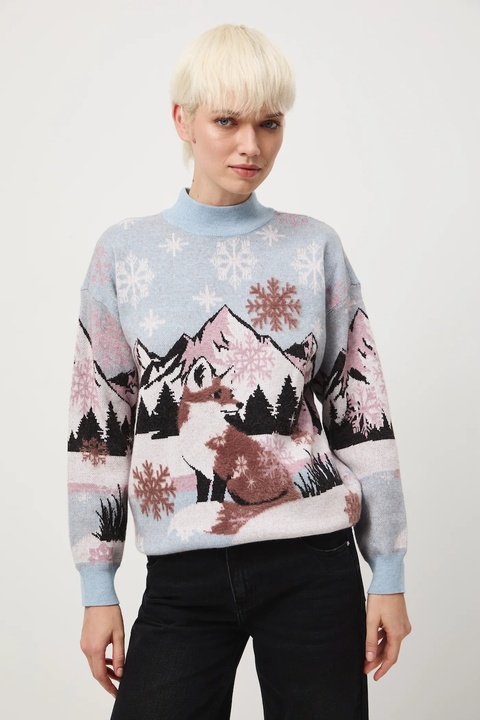 Medicine sweter damski kolor multicolor lekki z półgolfem - zdjęcie produktu nr 2