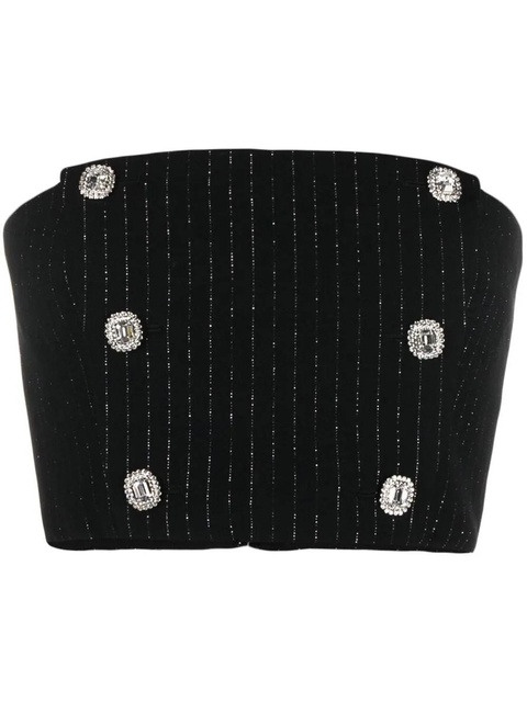 Alessandra Rich pinstripe crystal-embellished crop top - Black - zdjęcie produktu nr 1