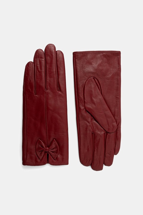 Answear.LAB rękawiczki skórzane damskie kolor bordowy - zdjęcie produktu nr 1