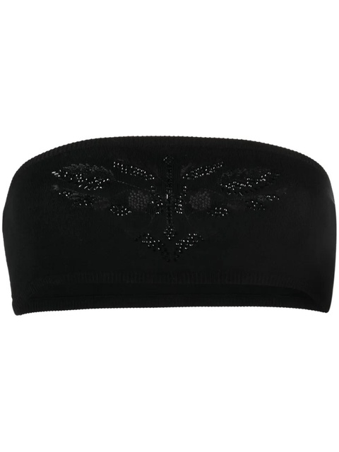 Max Mara floral-embroidered studded cropped top - Black - zdjęcie produktu nr 1