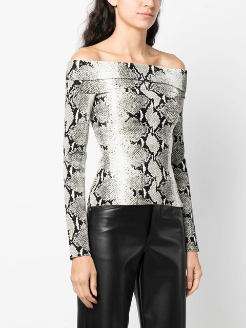 KHAITE snakeskin-print off-shoulder top - White - zdjęcie produktu nr 2
