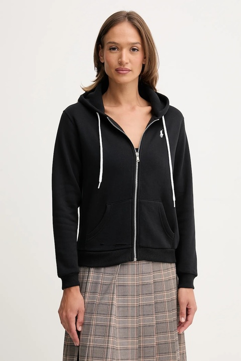 Polo Ralph Lauren bluza damska kolor czarny z kapturem gładka 211943008 - zdjęcie produktu nr 1