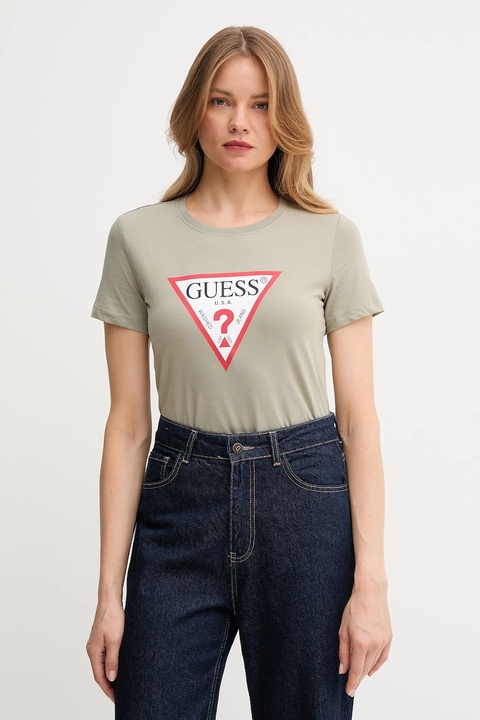 Guess t-shirt bawełniany kolor zielony - zdjęcie produktu nr 1