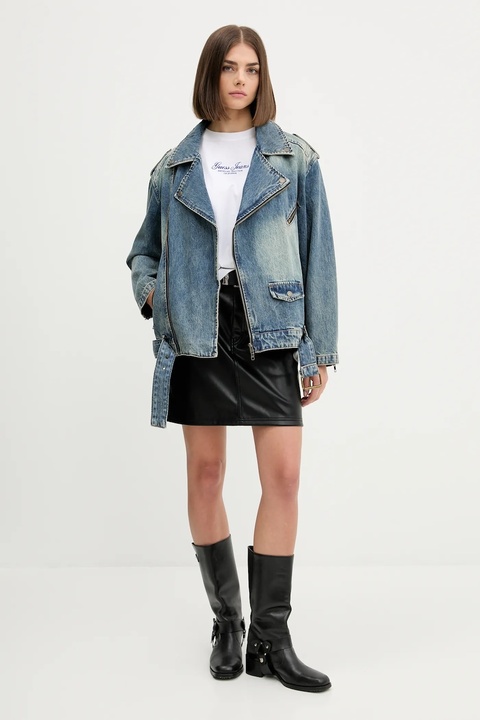 Guess Originals kurtka jeansowa kolor niebieski przejściowa oversize W5YN70 D4XYZ - zdjęcie produktu nr 1
