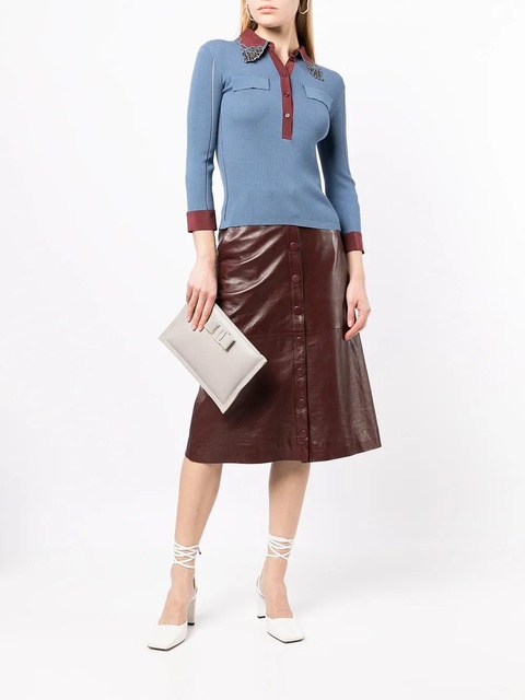 Ferragamo logo-plaque clutch bag - Grey - zdjęcie produktu nr 1