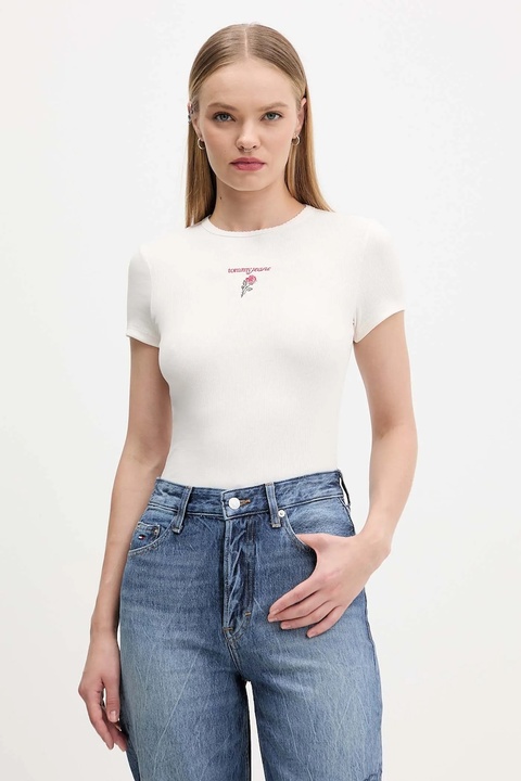 Tommy Jeans t-shirt damski kolor beżowy DW0DW21787 - zdjęcie produktu nr 1