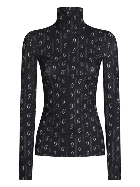 Tory Burch geometric-print turtleneck top - Blue - zdjęcie produktu nr 1