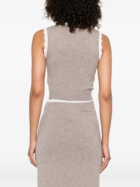 SANDRO scalloped-trim sleeveless top - Neutrals - zdjęcie produktu nr 2