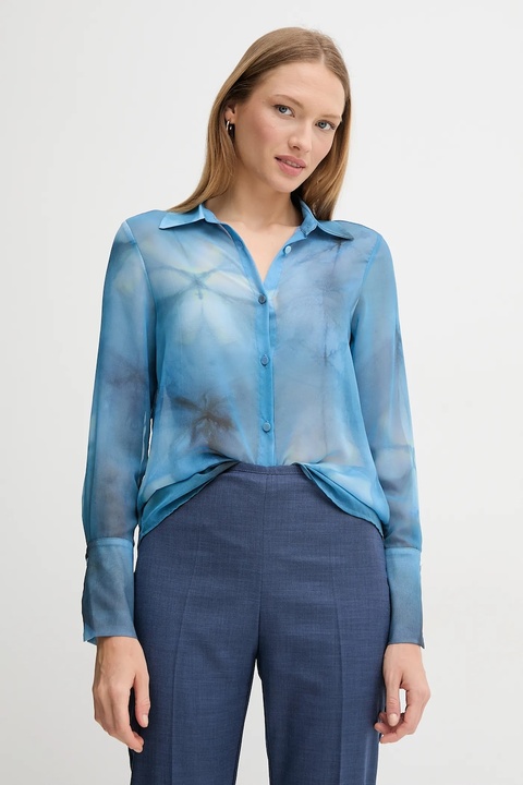 Sandro Ferrone koszula damska kolor niebieski regular z kołnierzykiem klasycznym S32XBEMACEY - zdjęcie produktu nr 1