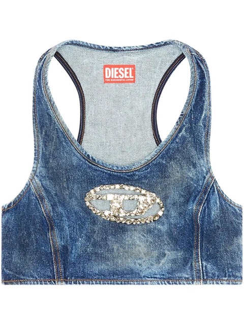 Diesel De-Top-Fsd crystal-embellished top - Blue - zdjęcie produktu nr 1
