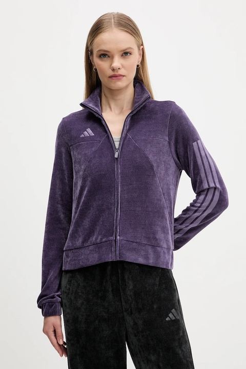adidas bluza welurowa Tiro damska kolor fioletowy gładka JM1816 - zdjęcie produktu nr 1