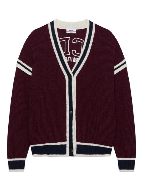 GCDS striped button cardigan - Red - zdjęcie produktu nr 1
