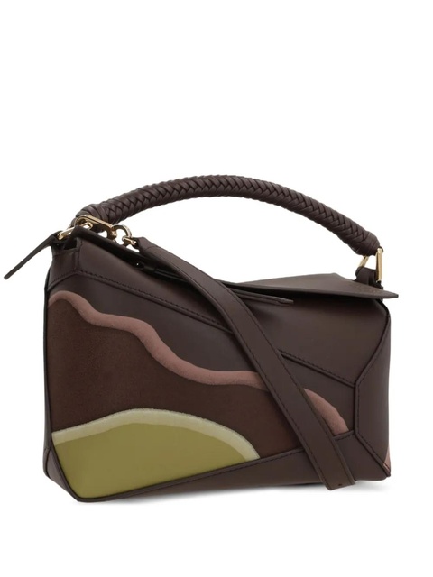 LOEWE Puzzle braided-handle panelled tote bag - Brown - zdjęcie produktu nr 2