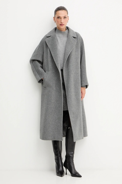 Weekend Max Mara płaszcz z dodatkiem wełny TEMPERA kolor szary 2525016082600 - zdjęcie produktu nr 2