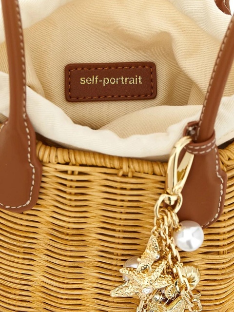 Self-Portrait woven basket bag - Brown - zdjęcie produktu nr 2
