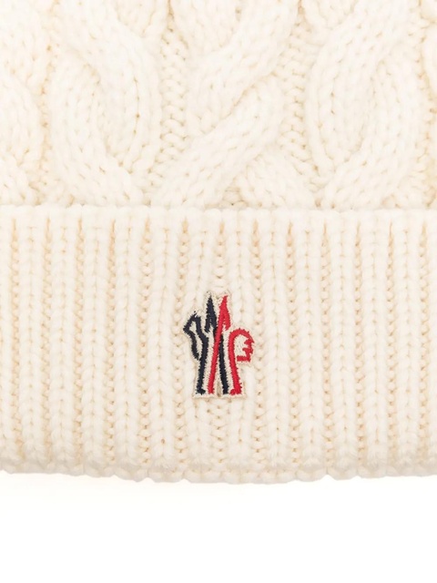 Moncler Grenoble cable-knit beanie hat - White - zdjęcie produktu nr 2