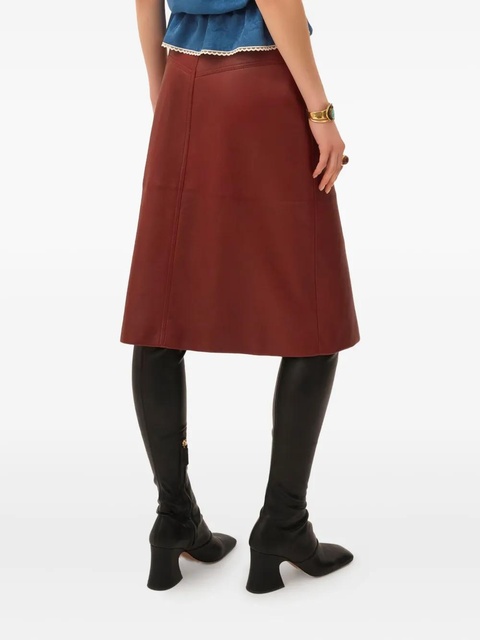 Chloé pocketed leather midi straight skirt - Red - zdjęcie produktu nr 2