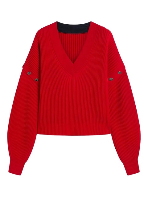 Sportmax V-neck button-detail sweater - Red - zdjęcie produktu nr 1