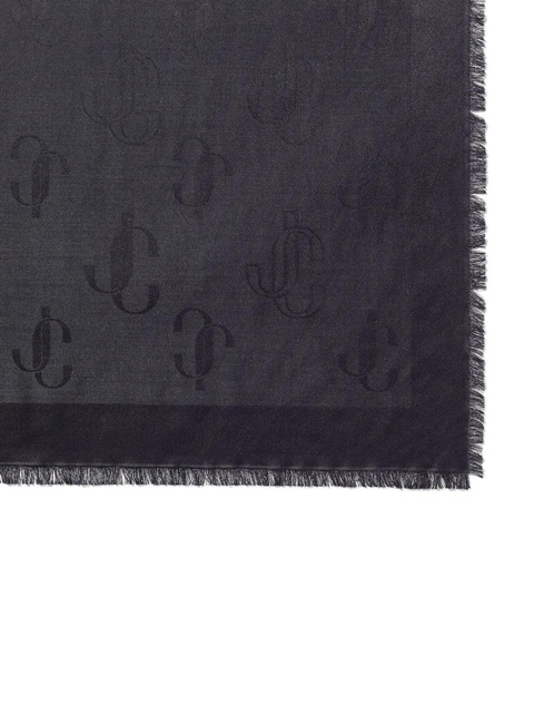 Jimmy Choo Emani monogram-jacquard silk-blend scarf - Black - zdjęcie produktu nr 1