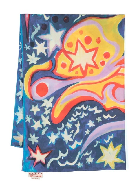 Marni graphic-print cotton scarf - Blue - zdjęcie produktu nr 1