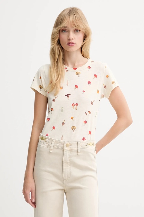 Rag & Bone t-shirt bawełniany damski kolor beżowy RE6E25FT3SW - zdjęcie produktu nr 1