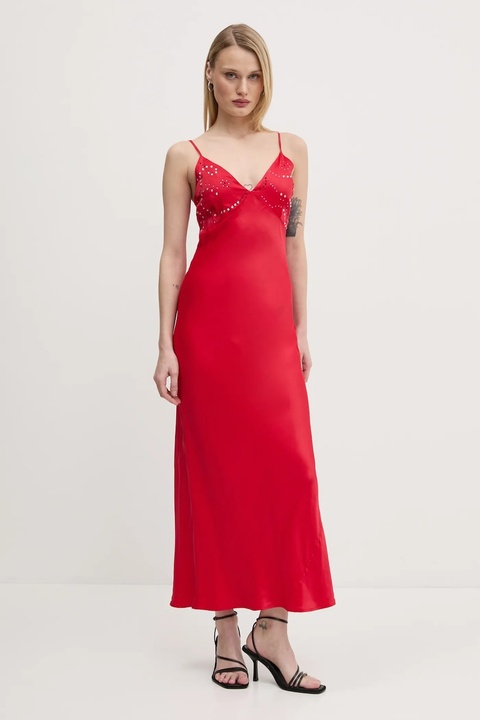 Never Fully Dressed sukienka Gem Rhea kolor czerwony maxi prosta NFDDR1852 - zdjęcie produktu nr 2