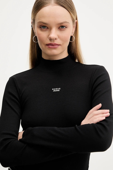 Guess Jeans longsleeve kolor czarny z półgolfem W5BP23 KA0H1 - zdjęcie produktu nr 2