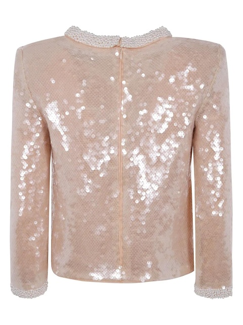 Self-Portrait pearl trim sequin top - Neutrals - zdjęcie produktu nr 2
