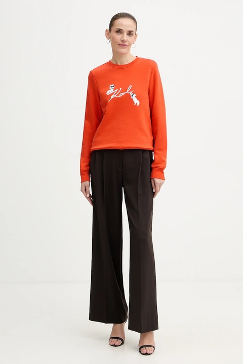 Karl Lagerfeld bluza IKON SIGNATURE damska kolor pomarańczowy z nadrukiem B1W20031 - zdjęcie produktu nr 1
