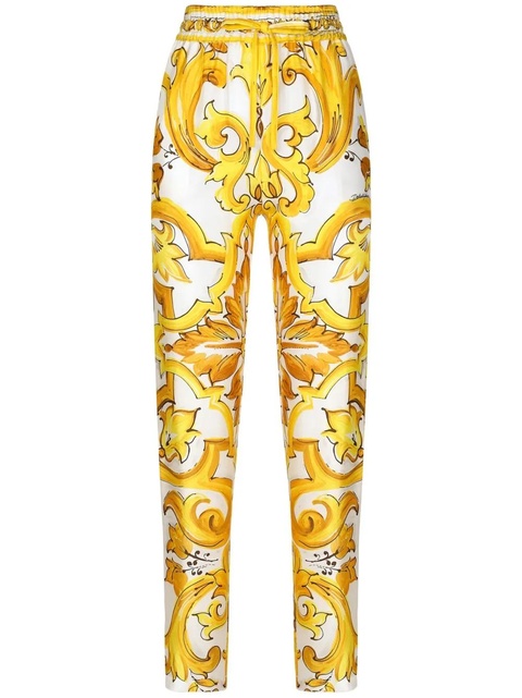 Dolce & Gabbana drawstring-waist silk track pants - Yellow - zdjęcie produktu nr 2