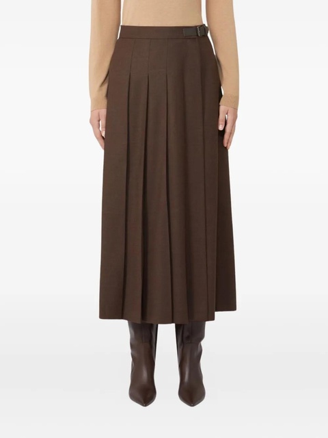 Weekend Max Mara pleated buckle-fastening midi skirt - Brown - zdjęcie produktu nr 2