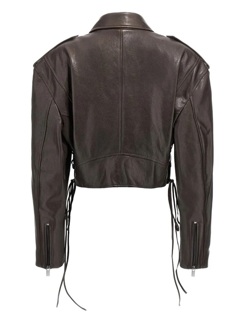 Magda Butrym 19 side-zip lace-up leather jacket - Brown - zdjęcie produktu nr 2